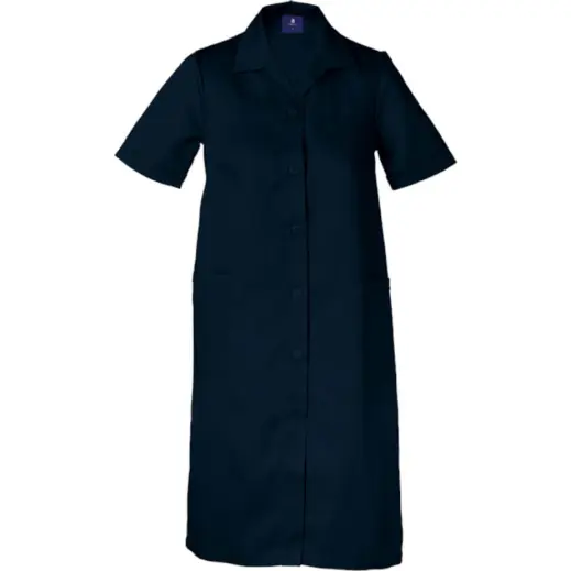 Ladies Poly Cotton House Coat Dark Navy
